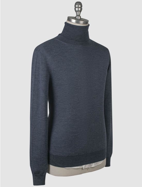 Isaia Isaia Blue Virgin Wool Sweater Turtleneck Blue 001