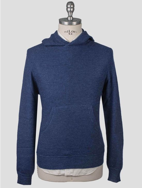 Isaia Isaia Blue Wool Silk Linen Sweater Hoodie Blue 000