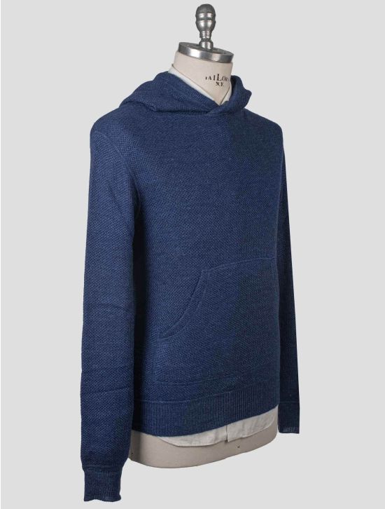 Isaia Isaia Blue Wool Silk Linen Sweater Hoodie Blue 001
