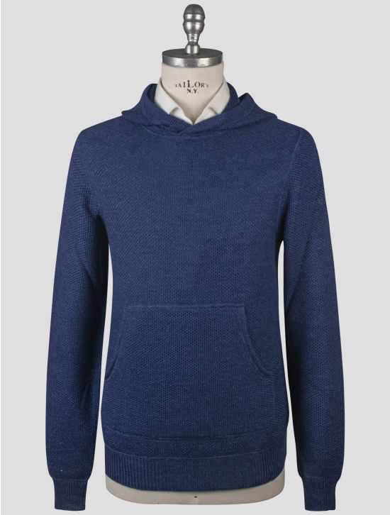 Isaia Isaia Blue Virgin Wool Silk Linen Sweater Hoodie Blue 000