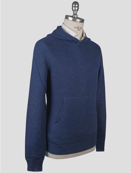 Isaia Isaia Blue Virgin Wool Silk Linen Sweater Hoodie Blue 001