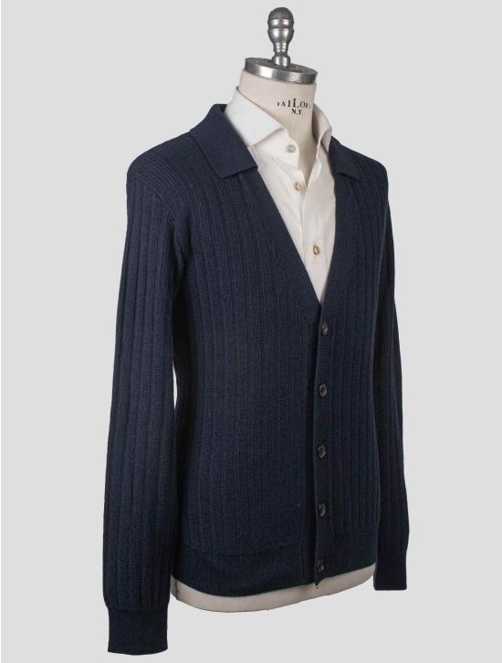 Isaia Isaia Blue Wool Silk Cashmere Sweater Cardigan Blue 001