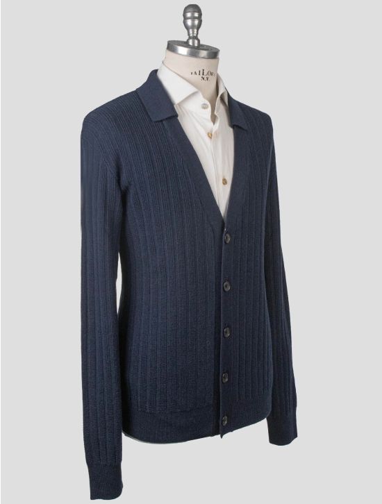 Isaia Isaia Blue Wool Cashmere Silk Sweater Cardigan Blue 001