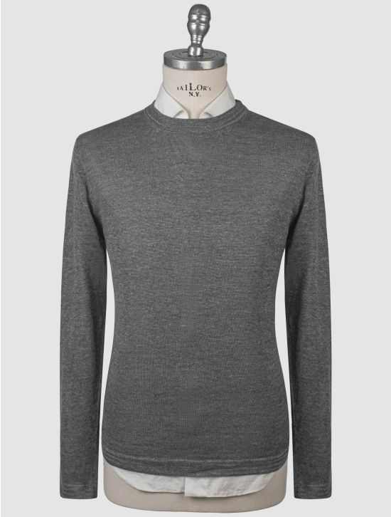 Isaia Isaia Gray Linen Silk Sweater Crewneck Gray 000