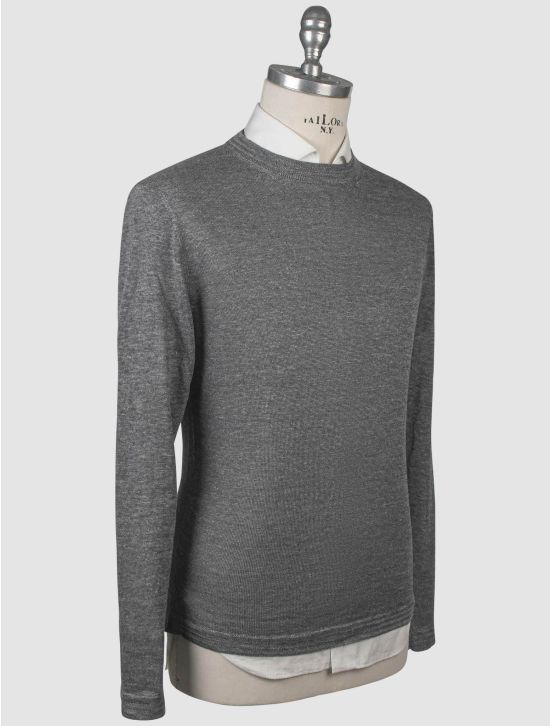 Isaia Isaia Gray Linen Silk Sweater Crewneck Gray 001