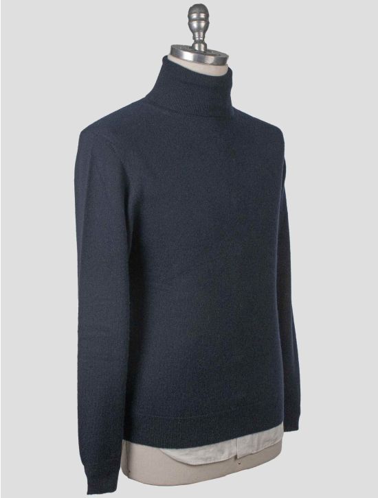 Isaia Isaia Blue Cashmere Silk Wool Sweater Turtleneck Blue 001