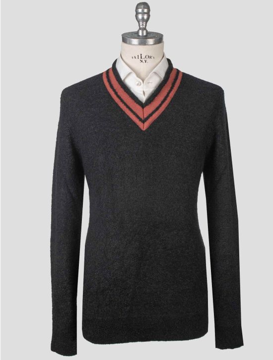 Isaia Isaia Black Cashmere Silk Sweater V-Neck Black 000