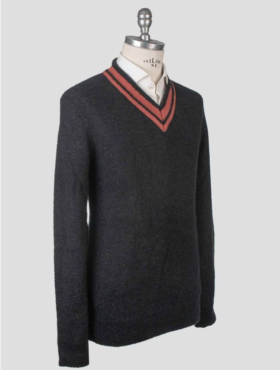 Isaia Isaia Black Cashmere Silk Sweater V-Neck Black 001