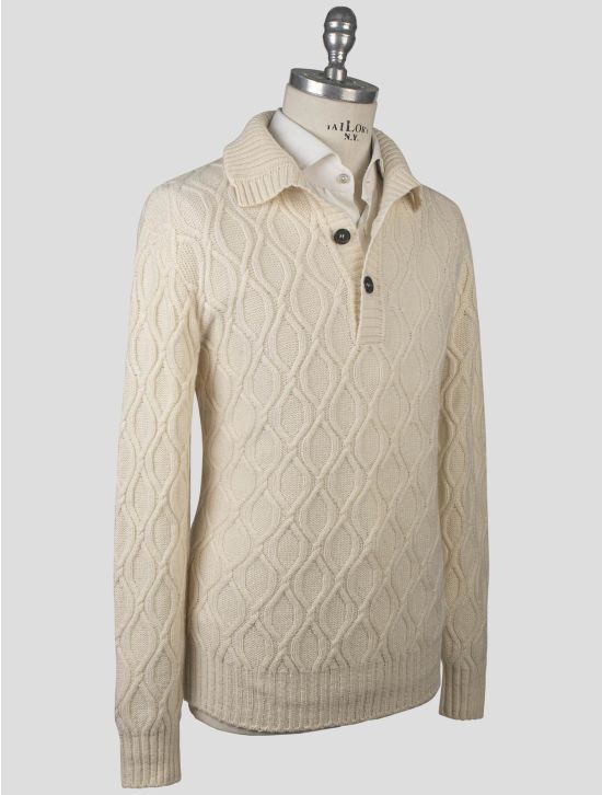 Isaia Isaia White Cashmere Sweater Half Button White 001