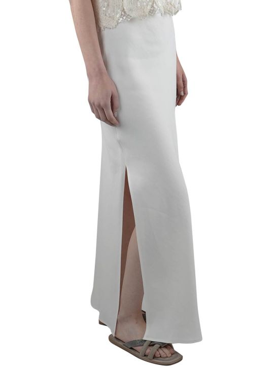 Brunello Cucinelli Brunello Cucinelli White Viscose Linen Skirt Woman White 001