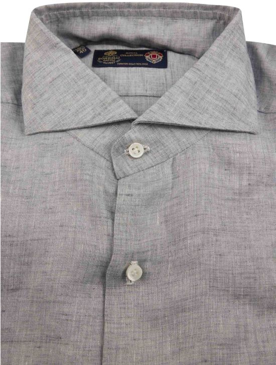 Luigi Borrelli Luigi Borrelli Gray Linen Shirt Royal Collection Gray 001