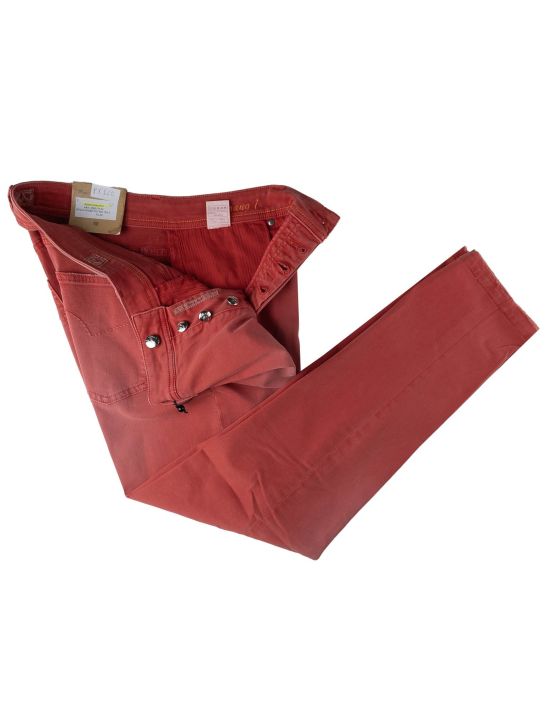 Marco Pescarolo Marco Pescarolo Red Cotton Silk T400 Lycra Jeans Red 001
