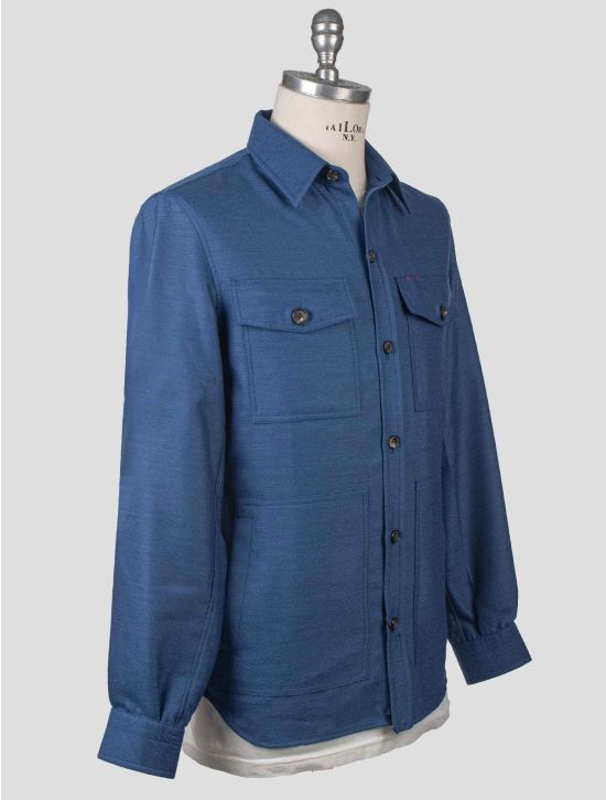 Isaia Isaia Blue Wool Cashmere Overshirt Blue 001