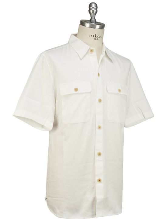 Isaia Isaia White Cotton Shirt Short Sleeve White 001