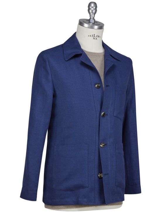 Luigi Borrelli Luigi Borrelli Blue Linen Virgin Wool Coat Blue 001