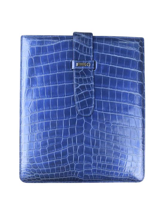 Zilli Zilli Blue Leather Crocodile iPad Case Blue 000