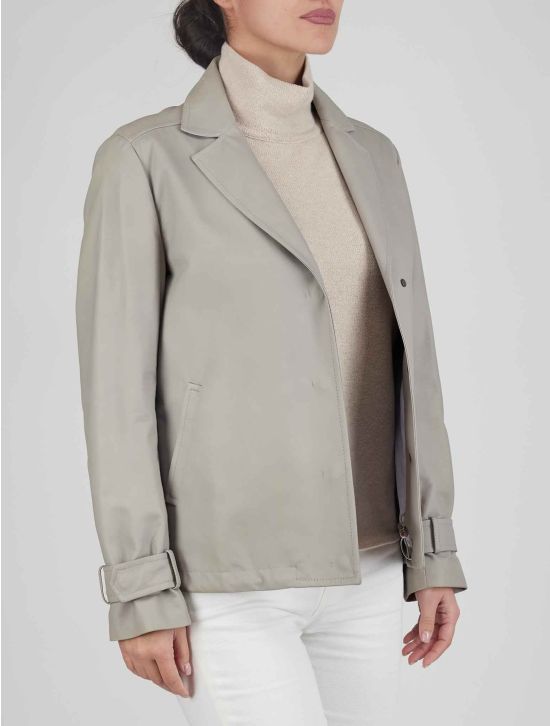 Kiton Kiton Gray Leather Coat Gray 001