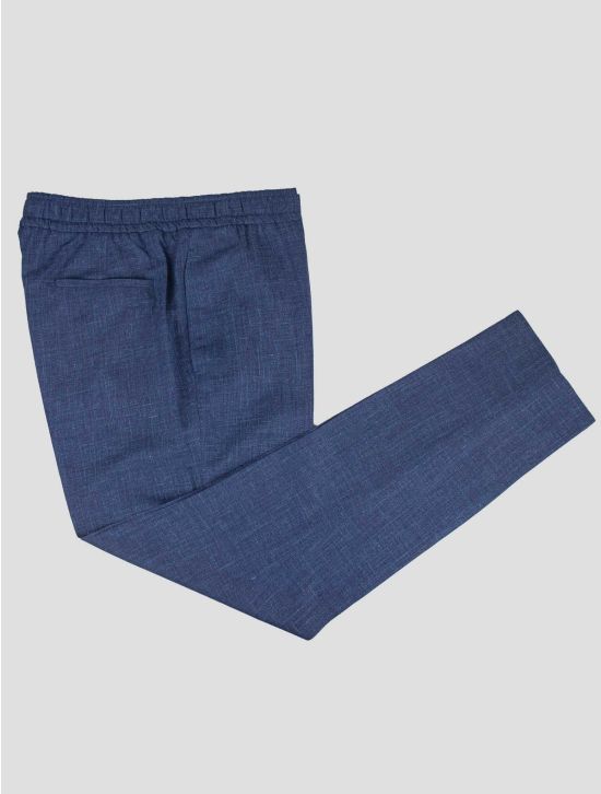 Isaia Isaia Blue Wool Silk Linen Pants Blue 000