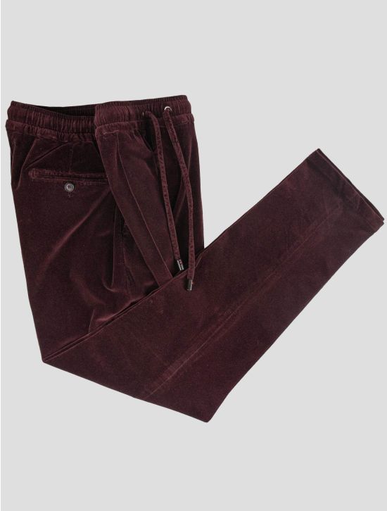 Isaia Isaia Burgundy Cotton Ea Velvet Pants Burgundy 001