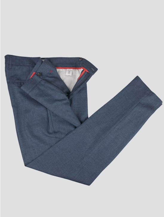 Isaia Isaia Gray Wool Silk Linen Dress Pants Blue 001