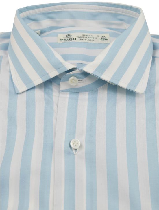 Luigi Borrelli Luigi Borrelli Blue White Cotton Shirt Blue / White 001