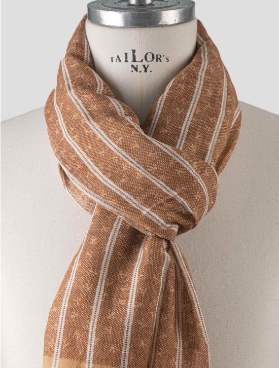 Isaia Isaia Light Brown Cotton Linen Scarf Light Brown 001