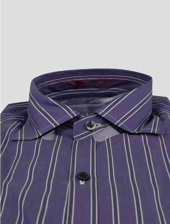 Isaia Isaia Purple Gray Cotton Shirt Purple / Gray 001