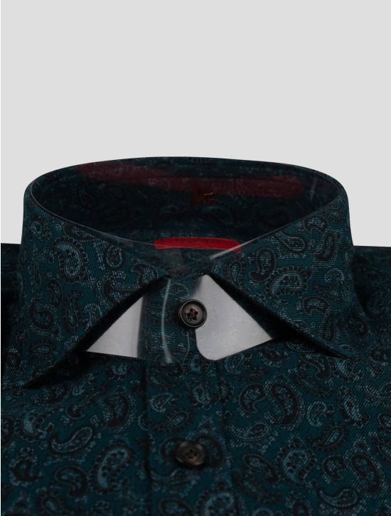 Isaia Isaia Blue Green Cotton Shirt Blue / Green 001