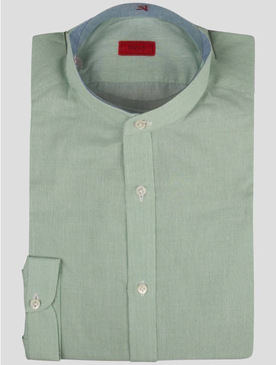Isaia Isaia Green Cotton Linen Shirt Green 000
