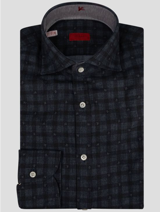 Isaia Isaia Gray Black Cotton Shirt Gray / Black 000