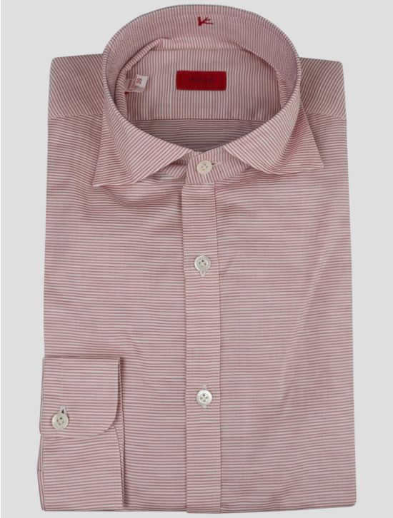 Isaia Isaia Red White Cotton Shirt Red / White 000