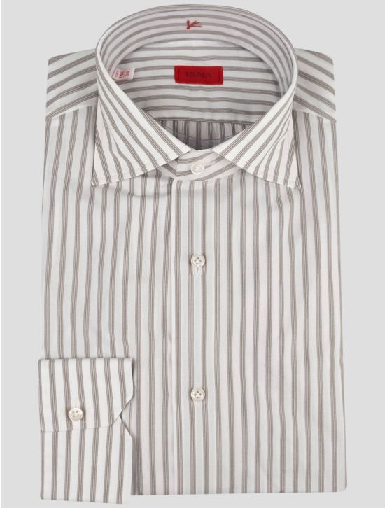 Isaia Isaia Gray White Cotton Shirt Gray / White 000