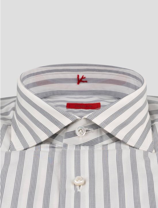 Isaia Isaia Gray White Cotton Shirt Gray / White 001