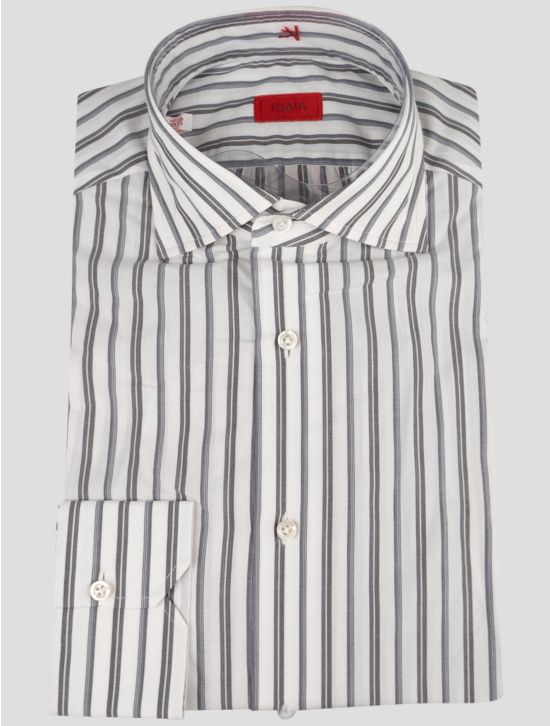 Isaia Isaia Gray White Cotton  Shirt Gray / White 000