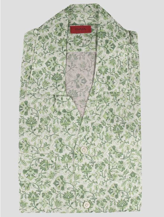 Isaia Isaia Green Cotton Short Sleeve Shirt Green 000