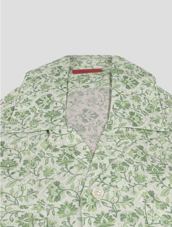 Isaia Isaia Green Cotton Short Sleeve Shirt Green 001