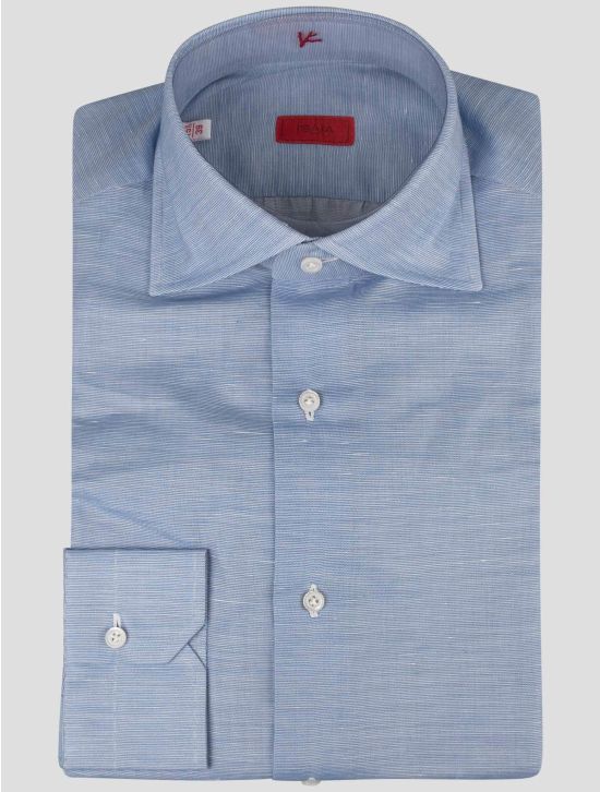 Isaia Isaia Blue Cotton Linen Shirt Blue 000