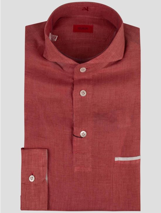 Isaia Isaia Red Linen Sweater Polo Red 000