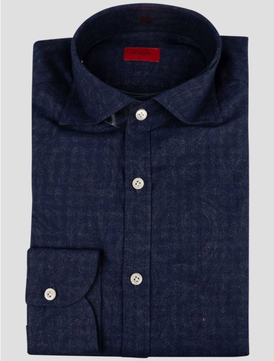 Isaia Isaia Blue Cotton Short Sleeve Shirt Blue 000