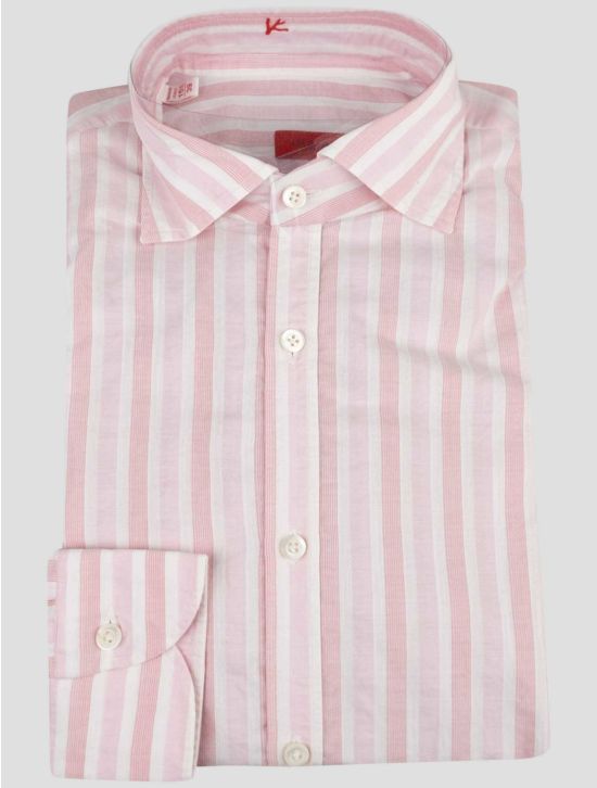 Isaia Isaia Pink White Cotton Shirt Pink / White 000