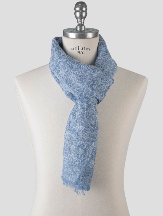 Isaia Issia Blue Cotton Linen Scarf Blue 000