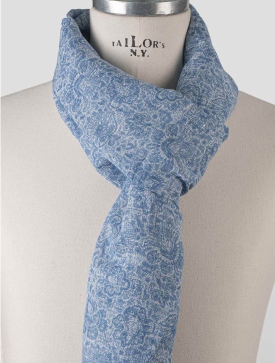 Isaia Issia Blue Cotton Linen Scarf Blue 001