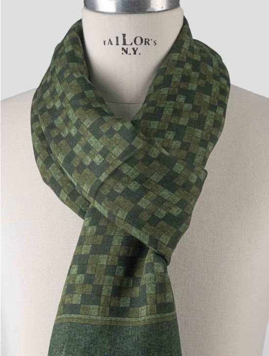 Isaia Isaia Green Virgin Wool Cashmere Scarf Green 001