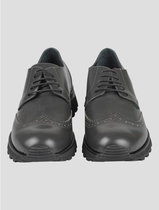 Isaia Isaia Black Leather Sneakers Shoes Black 001
