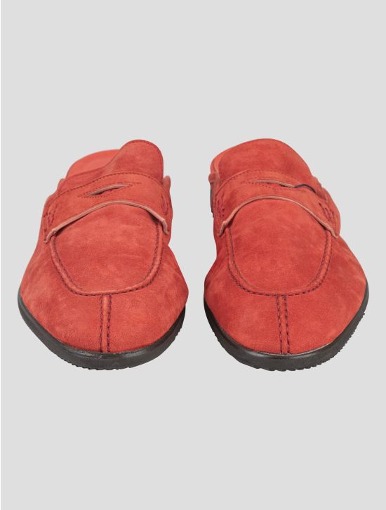 Isaia Isaia Orange Leather Suede Loafers Shoes Orange 001