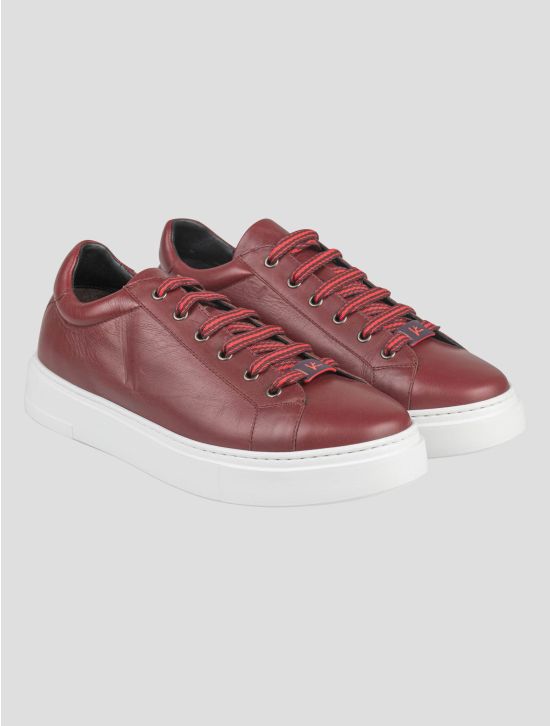 Isaia Isaia Burgundy Leather Sneakers Shoes Burgundy 000