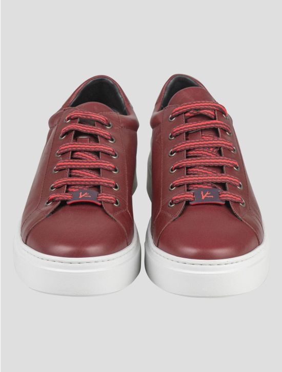 Isaia Isaia Burgundy Leather Sneakers Shoes Burgundy 001