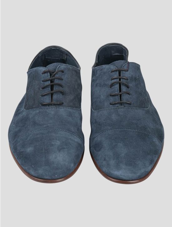 Isaia Isaia Blue Leather Suede Dress Shoes Blue 001