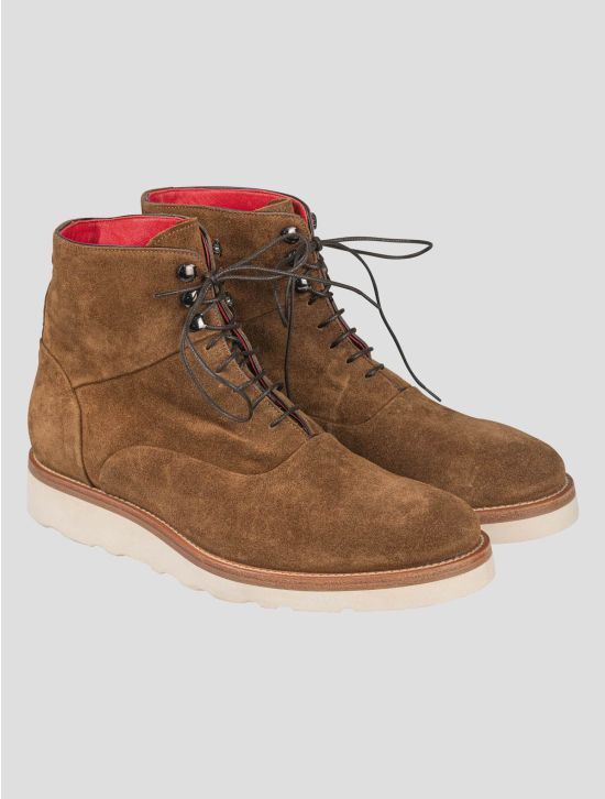 Isaia Isaia Brown Leather Suede Boots Shoes Brown 000