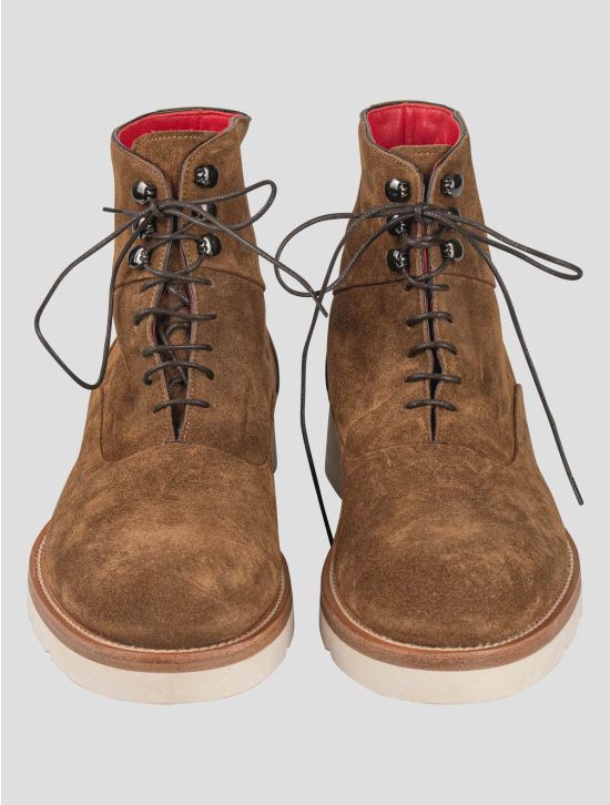 Isaia Isaia Brown Leather Suede Boots Shoes Brown 001